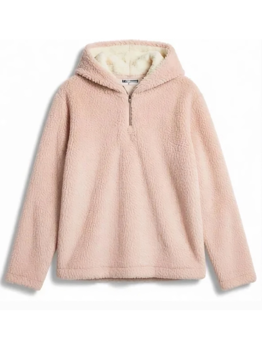 Forgotten Grace Pink Plush Cozy 1/4 Zip Hoodie Soft Lounge Sweatshirt Size M NWT